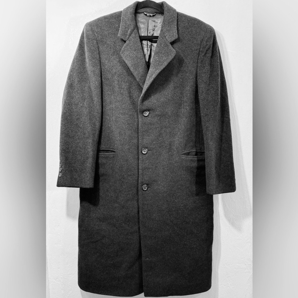 Vtg.Cashmere blend Di Silver woven in Italy heavy gray Winter coat.Size 38